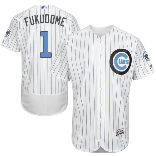 Cubs #1 Kosuke Fukudome White(Blue Strip) Flexbase Authentic Collection Father's Day Stitched MLB Jersey